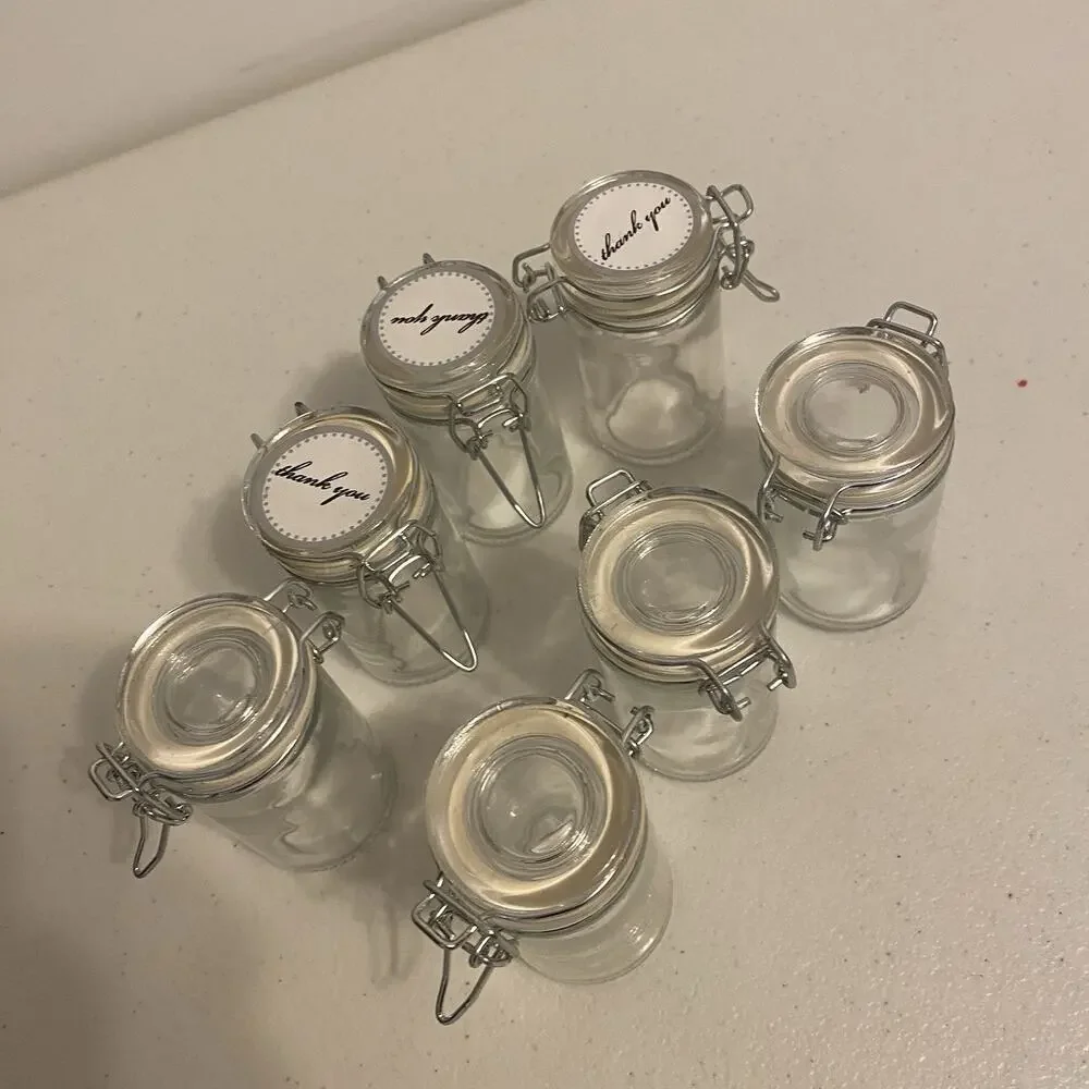 Spice Jars Set of 7 Clear Glass Airtight Hinged Lid 3